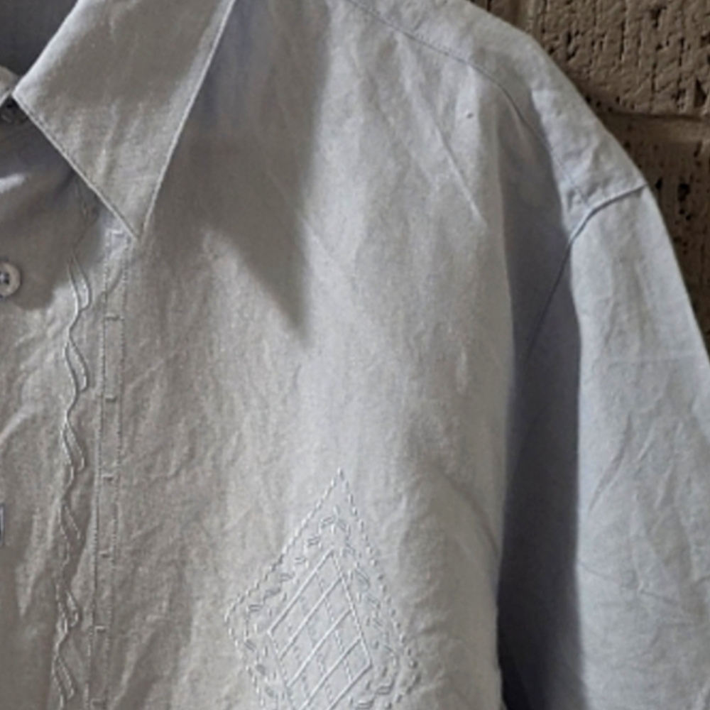 Stacy Adams Linen Embroidered beach shirt - light blue
